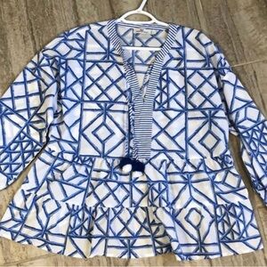 Vineyard Vines Bamboo Lattice Tiered Tassel Top Palm Beach Iconic Pattern Large